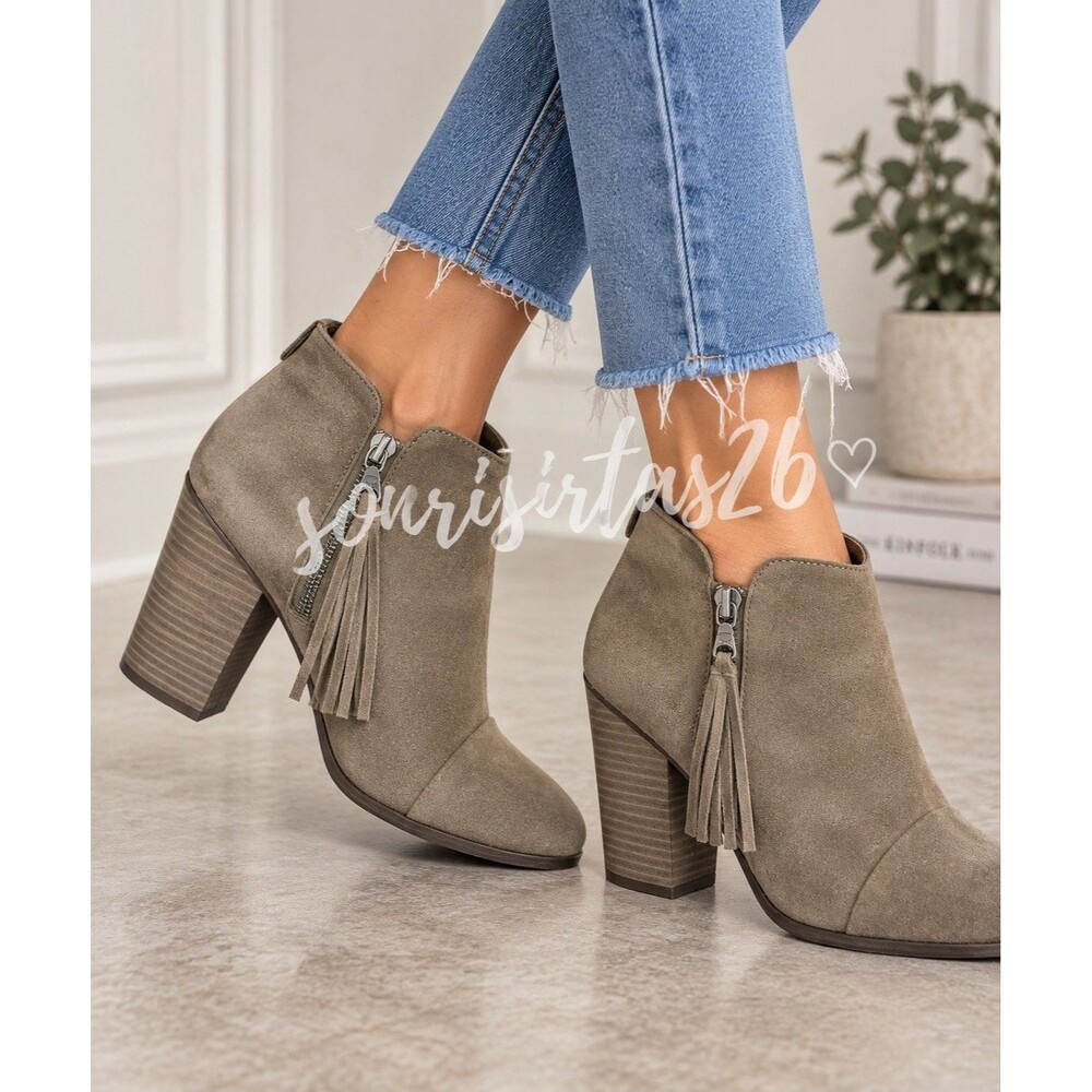 Rag & Bone Margot Ankle Booties Women 8.5 Taupe Suede Block Heel Quiet Luxury